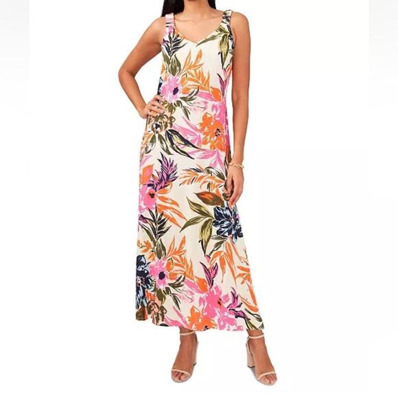 MSK floral maxi dress with wide elastic straps size medium - Picture 2 of 8